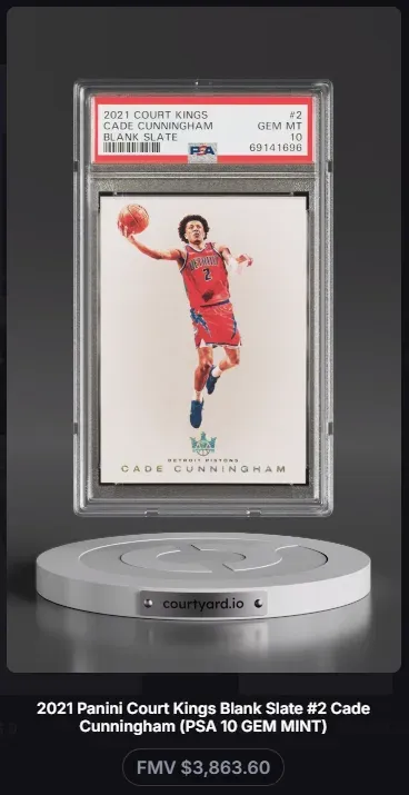 2021 Court Kings #2 Cade Cunningham Blank Slate, graded PSA 10