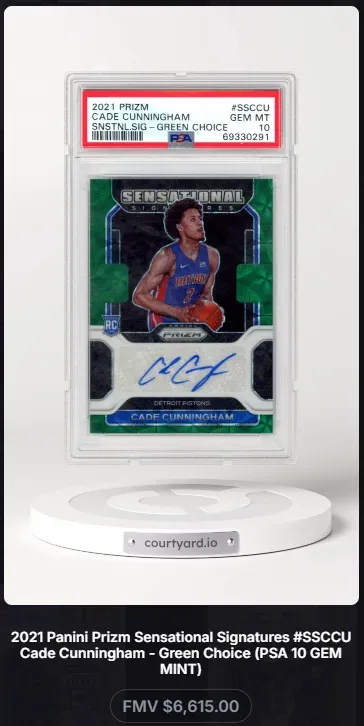 2021 Prizm #SSCCU Cade Cunningham Snstnl. Sig - Green Choice, graded PSA 10