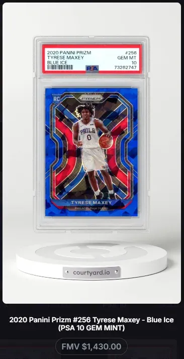 2020 Panini Prizm #256 Tyrese Maxey Blue Ice, graded PSA 10
