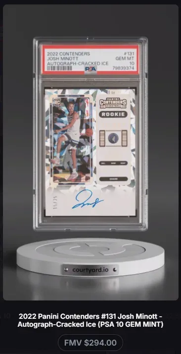 2022 Contenders #131 Josh Minott Autograph-Cracked Ice, graded PSA 10