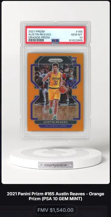 2021 Prizm #165 Austin Reaves Orange Prizm, graded PSA 10