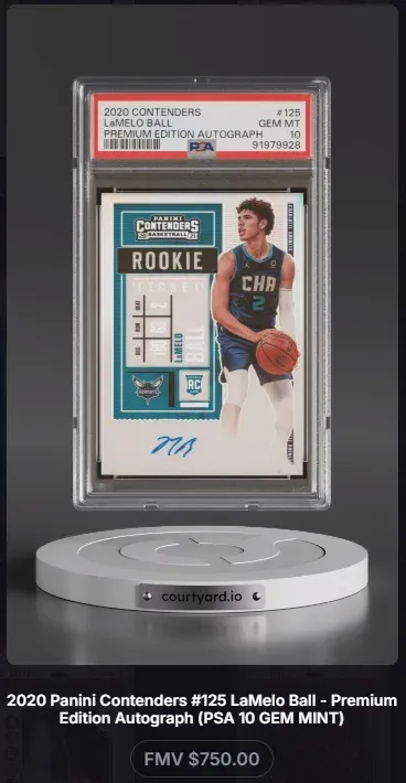 2020 Contenders #125 LaMelo Ball Premium Edition Autograph, graded PSA 10