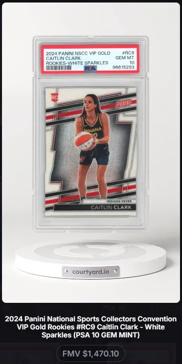 2024 Panini NSCC VIP Gold #RC9 Caitlin Clark Rookies-White Sparkles, graded PSA 10