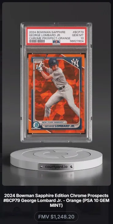 2024 Bowman Sapphire #BCP79 George Lombard Jr. Chrome Prospect-Orange, graded PSA 10