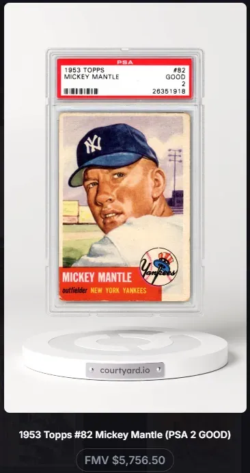 1953 Topps #82 Mickey Mantle, graded PSA 2