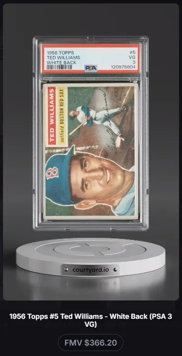 1956 Topps #5 Ted Williams White Back, graded PSA 3