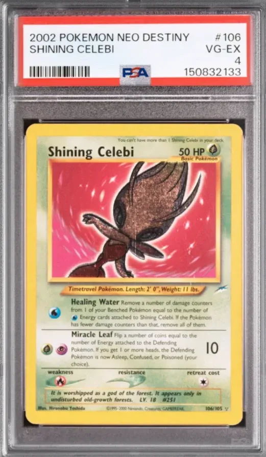 2002 Pokemon Neo Destiny #106 Shining Celebi, graded PSA 4