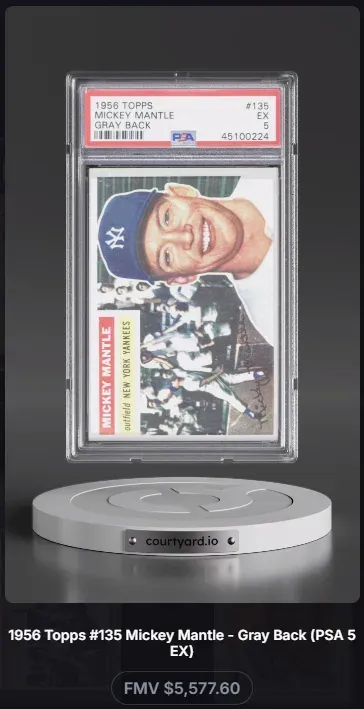 1956 Topps #135 Mickey Mantle Gray Back, graded PSA 5