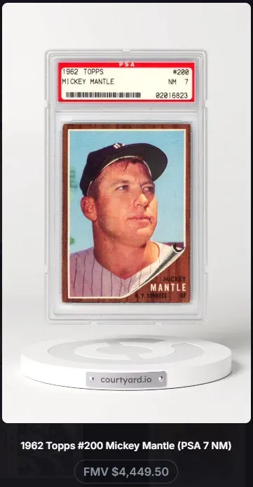 1962 Topps #200 Mickey Mantle, graded PSA 7