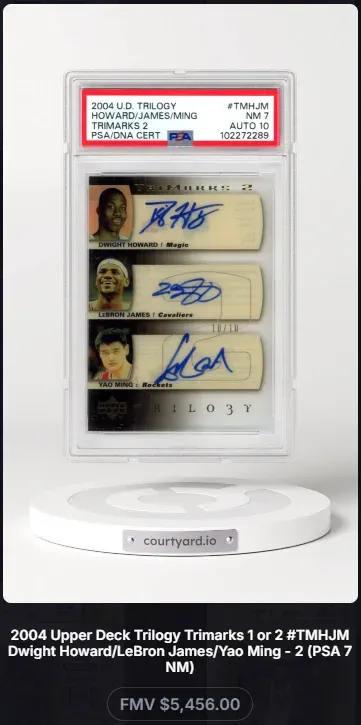 2004 U.D. Trilogy #TMHJM Howard / James / Ming Trimarks 2, graded PSA 7