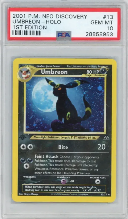 2001 P.M. Neo Discovery #1 Espeon Holo, 1st Edition, graded PSA 7