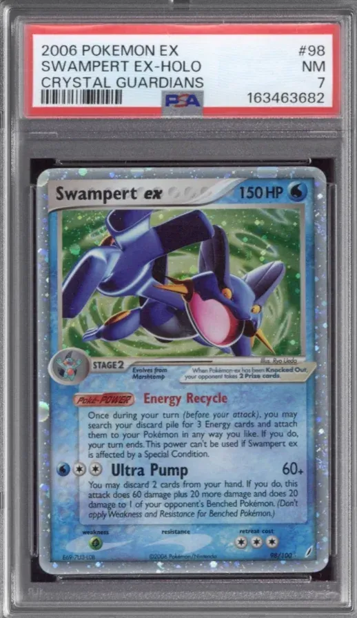 2006 Pokemon EX #98 Swampert EX Holo, Crystal Guardians, graded PSA 7