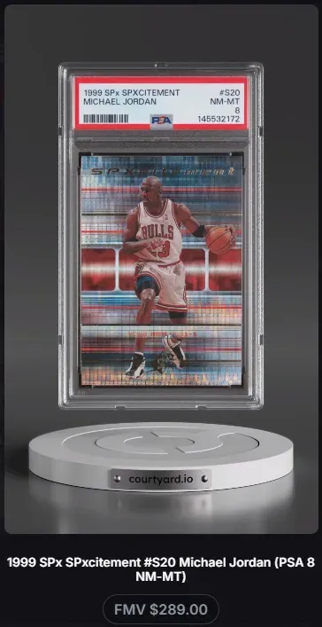 1999 SPx SPxcitement #S20 Michael Jordan, graded PSA 8