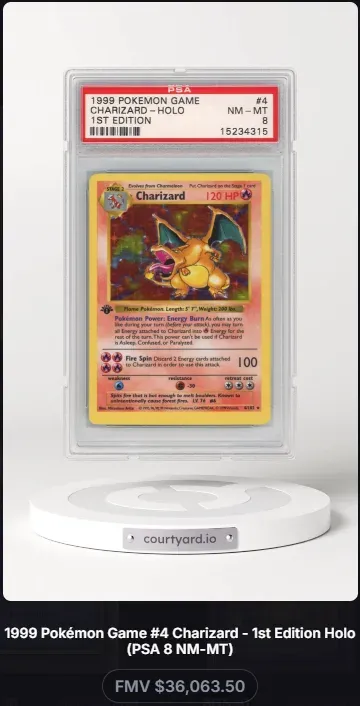 1999 Pokemon Game #4 Charizard Holo, 1st Edition, graded PSA 8