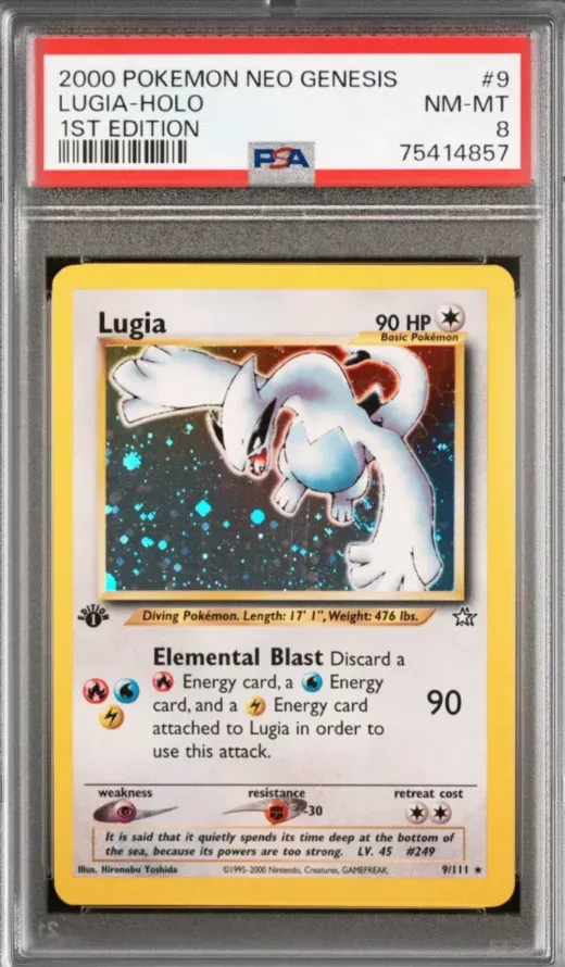 2000 Pokemon Neo Genesis #9 Lugia Holo, 1st Edition, graded PSA 8