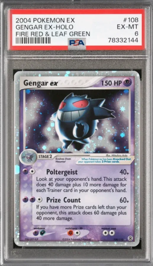 2004 Pokemon EX #108 Gengar EX Holo, Fire Red & Leaf Green, graded PSA 8