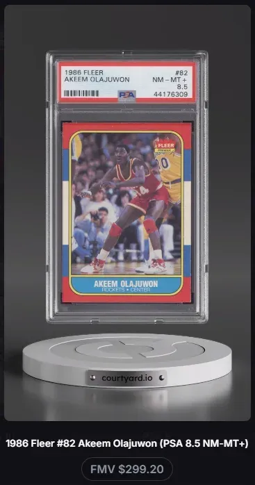 1986 Fleer #82 Akeem Olajuwon, graded PSA 8.5