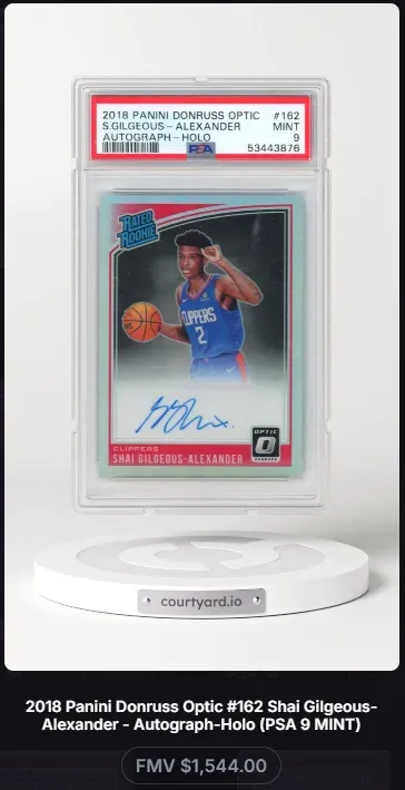 2018 Panini Donruss Optic #162 Shai Gilgeous-Alexander Autograph-Holo, graded PSA 9