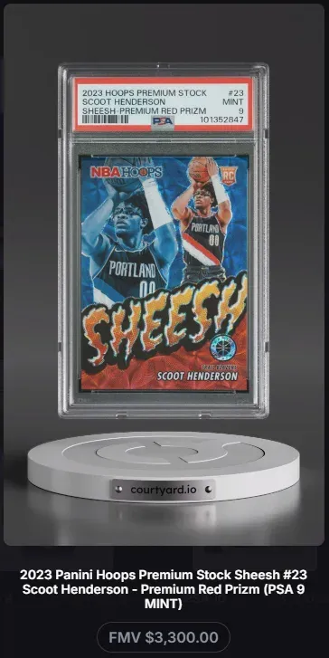 2023 Hoops Premium Stock #23 Scoot Henderson Sheesh-Premium Red Prizm, graded PSA 9