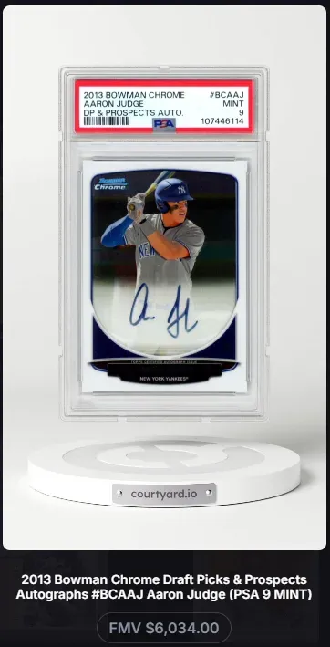 2013 Bowman Chrome #BCAAJ Aaron Judge DP & Prospects Auto, graded PSA 9