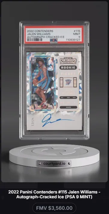 2022 Contenders #115 Jalen Williams Autograph-Cracked Ice, graded PSA 9