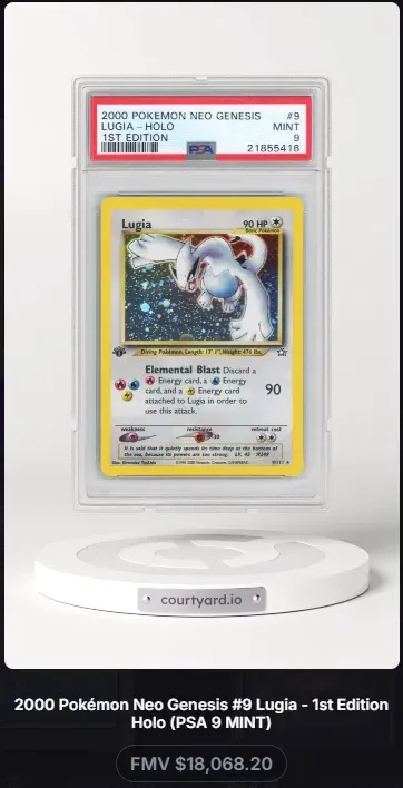 2000 Pokemon Neo Genesis #9 Lugia Holo, 1st Edition, graded PSA 9