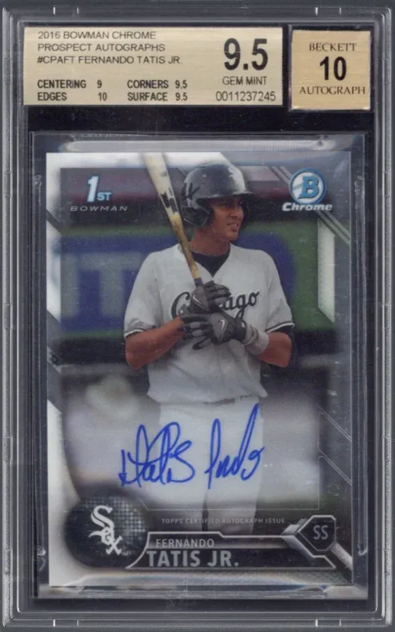 2016 Bowman Chrome #FT Fernando Tatis Jr. Prospect Autograph - Ref., graded PSA 9