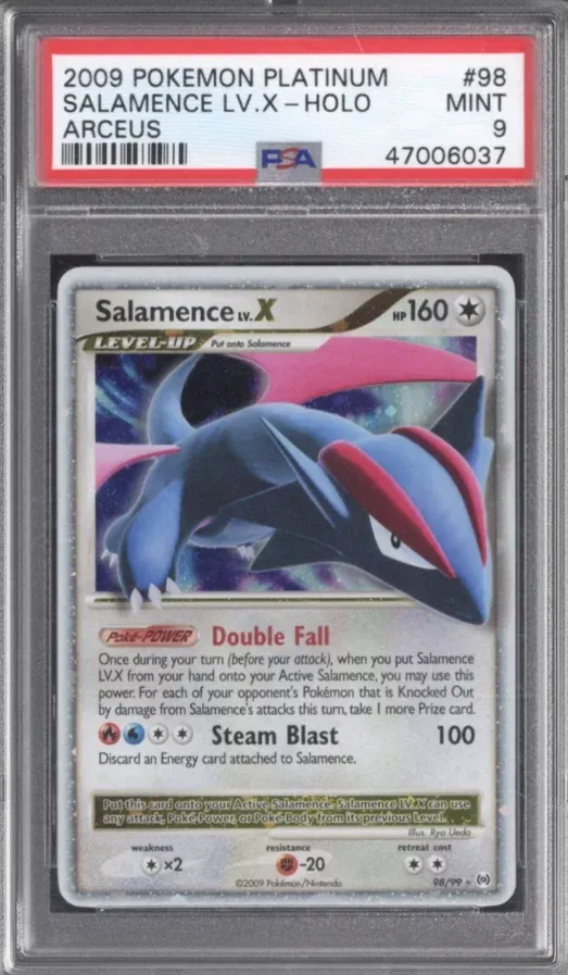 2009 Pokemon Platinum #98 Salamence LV.X Holo, Arceus, graded PSA 9