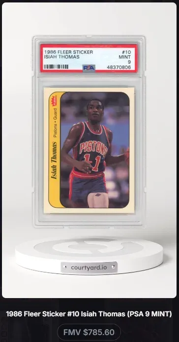 1986 Fleer Sticker #10 Isiah Thomas, graded PSA 9