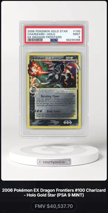 2006 Pokemon Gold Star #100 Charizard Holo, EX Dragon Frontiers, graded PSA 9