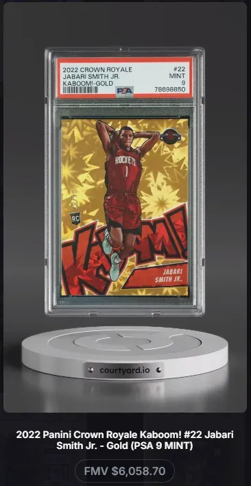 2022 Crown Royale #22 Jabari Smith Jr. Kaboom!-Gold Die Cut, graded PSA 9