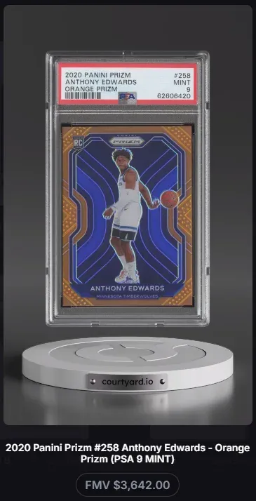 2020 Panini Prizm #258 Anthony Edwards Orange Prizm, graded PSA 9