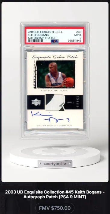 2003 UD Exquisite Coll. #45 Keith Bogans Autograph Patch, graded PSA 9