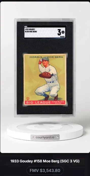 1933 Goudey #158 Moe Berg, graded SGC 3