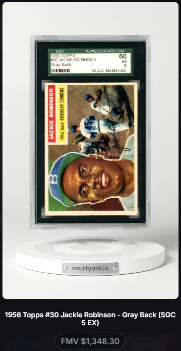 1956 Topps #30 Jackie Robinson Gray Back, graded SGC 5