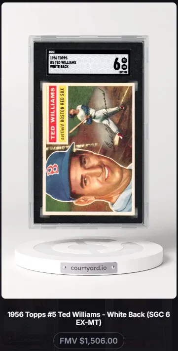 1956 Topps #5 Ted Williams White Back, graded SGC 6