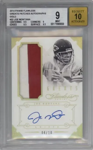 2014 PANINI FLAWLESS GREATS PATCHES AUTOGRAPHS GOLD #22 JOE MONTANA