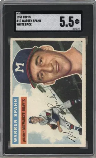 1956 TOPPS #10 WARREN SPAHN WHITE BACK