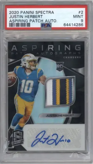 2020 PANINI SPECTRA JUSTIN HERBERT ASPIRING PATCH AUTO.