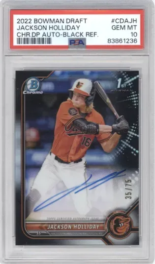 2022 BOWMAN DRAFT JACKSON HOLLIDAY CHR.DP AUTO-BLACK REF.