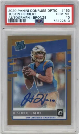 2020 PANINI DONRUSS OPTIC JUSTIN HERBERT AUTOGRAPH BRONZE