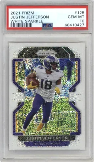 2021 PRIZM JUSTIN JEFFERSON WHITE SPARKLE
