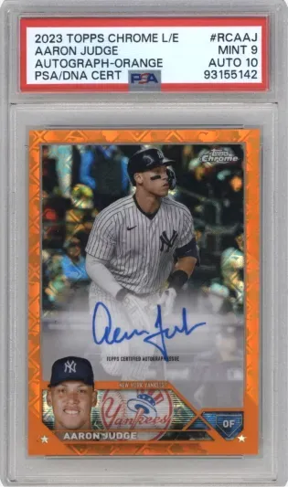 2023 TOPPS CHROME L E AARON JUDGE AUTOGRAPH-ORANGE PSA DNA CERT