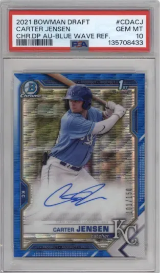 2021 BOWMAN DRAFT CARTER JENSEN CHR.DP AU-BLUE WAVE REF.