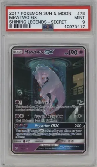 2017 POKEMON SUN AND MOON MEWTWO GX SHINING LEGENDS-SECRET