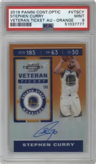 2019 PANINI CONT.OPTIC STEPHEN CURRY VETERAN TICKET AU-ORANGE