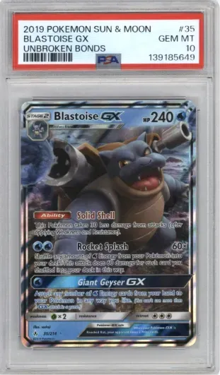 2019 POKEMON SUN AND MOON BLASTOISE GX UNBROKEN BONDS