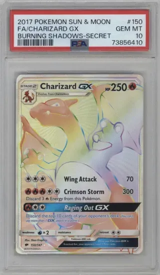 2017 POKEMON SUN AND MOON FA CHARIZARD GX BURNING SHADOWS-SECRET