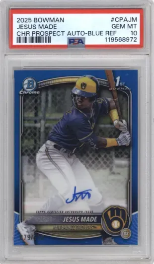 2025 BOWMAN JESUS MADE CHR PROSPECT AUTO-BLUE REF