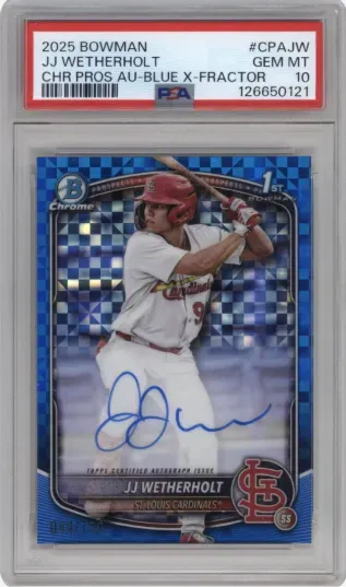 2025 BOWMAN JJ WETHERHOLT CHR PROS AU-BLUE X-FRACTOR